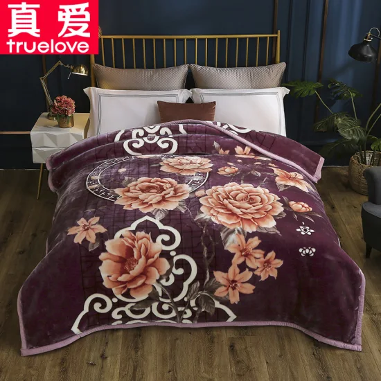 Cina Minky Home Winter Wedding Festival Raschel Polar Fleece Bed Coperte Truelove Fiore Floreale Animale Flanella Nuvoloso Sherpa Visone Produttore di coperte coreane