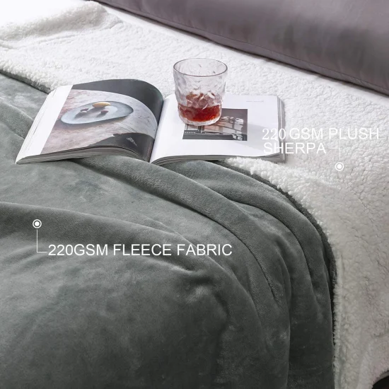 Coperta in maglia grossa ad alto peso Cina Okeotex 100 microfibra Super morbida di lusso solida grande brutto visone seta per bambini flanella corallo Sherpa pile camera da letto getta